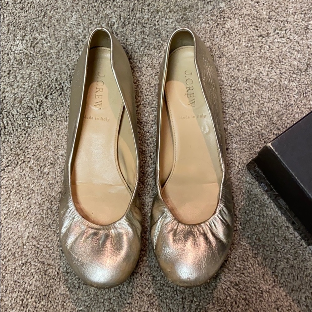 J.Crew Cece ballet flats Metallic Platinum